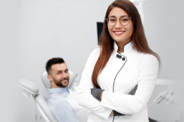 Smiling boy waiting for dental cleanings by dentist in Whitby, ON.